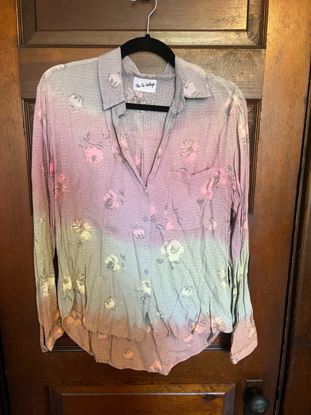 Women's Pastel Ombre Floral Button-Up Shirt